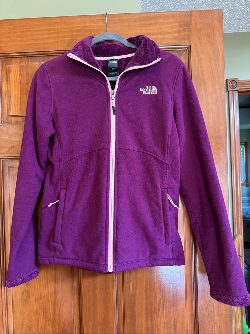 The North Face Women's Purple Fleece Jacket with Light Pink Trim